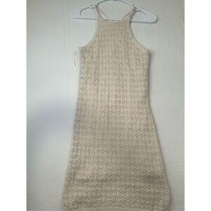 Freshman 1996 knit crochet cream strappy dress, size small